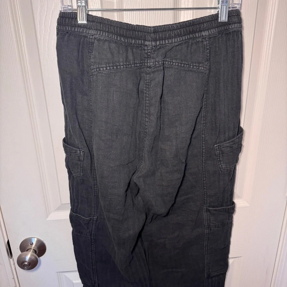 Free People Linen Blend Black Cargo Pants